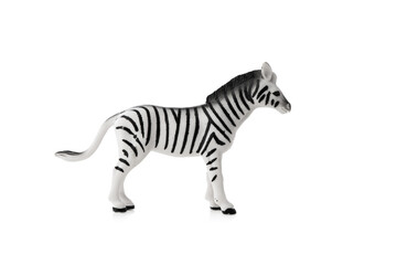 Fototapeta na wymiar Zebra toy isolated on white background