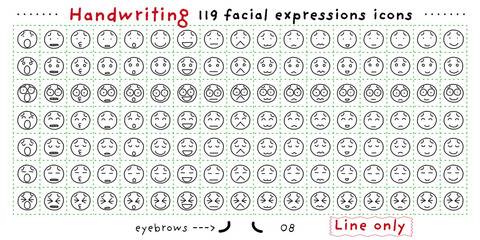 Handwriting facial expression icon 119 Line only_08