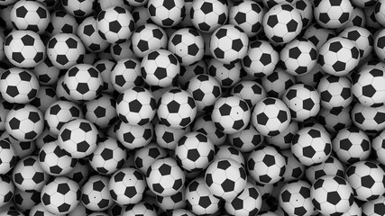 Pile of soccer balls - 3D render