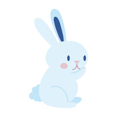 Fototapeta na wymiar mid autumn cute rabbit seated flat style icon
