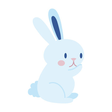 mid autumn cute rabbit seated flat style icon