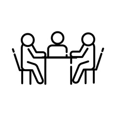 teamworkers in table coworking line style icon