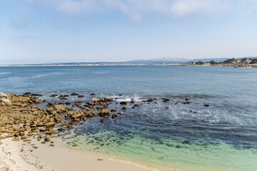 Scenic ocean view and sandy beach, California