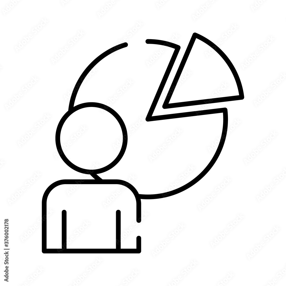 Poster human figure avatar with statistics pie line style icon