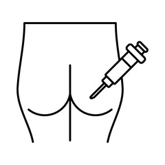 vaccine syringe with buttocks line style icon