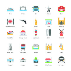 City Map Flat Icons Pack 