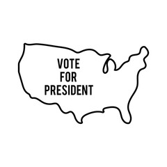 vote words in map usa elections line style icon