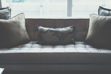 gray sofa chair in living room. home interior