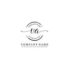VA Initial handwriting logo template vector