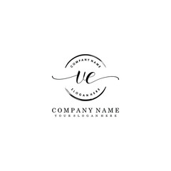 Obraz premium VE Initial handwriting logo template vector
