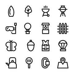 Camping, Hiking And Travel Icons 