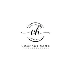 VH Initial handwriting logo template vector
