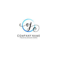 VJ Initial handwriting logo template vector
