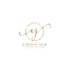 VJ Initial handwriting logo template vector
