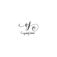 VJ Initial handwriting logo template vector
