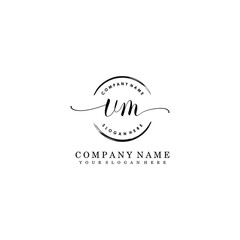 VM Initial handwriting logo template vector
