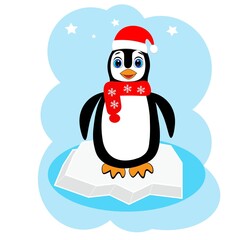 cute christmas animal in santa hat cartoon, character vector illustration	