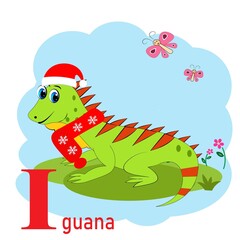 cute christmas animal in santa hat cartoon, character vector illustration	