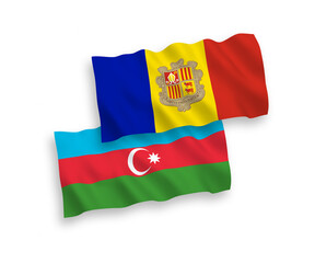 Flags of Andorra and Azerbaijan on a white background