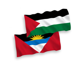 Flags of Antigua and Barbuda and Palestine on a white background