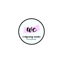WC Initial handwriting logo template vector