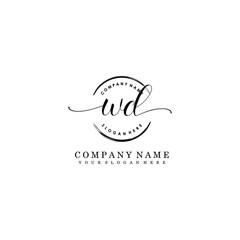 WD Initial handwriting logo template vector