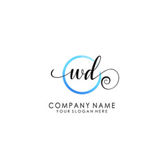 WD Initial handwriting logo template vector