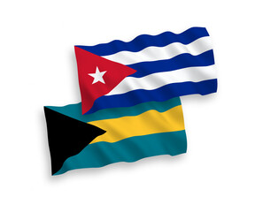 Flags of Commonwealth of The Bahamas and Cuba on a white background