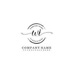 WI Initial handwriting logo template vector