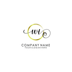 WI Initial handwriting logo template vector
