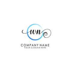 WN Initial handwriting logo template vector
