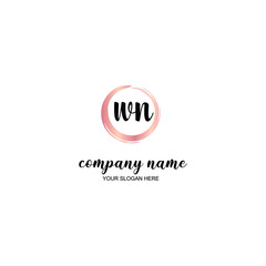 WN Initial handwriting logo template vector