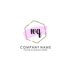 WQ Initial handwriting logo template vector