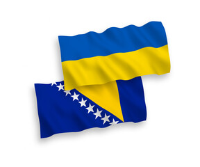 Flags of Bosnia and Herzegovina and Ukraine on a white background