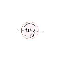 WZ Initial handwriting logo template vector