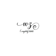 WZ Initial handwriting logo template vector