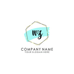 WZ Initial handwriting logo template vector