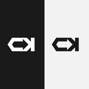 ck letter with simple logo vector arrow combination design