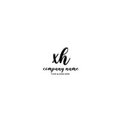 XH Initial handwriting logo template vector
