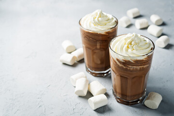 Dark hot chocolate with whipped cream