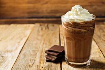 Dark hot chocolate with whipped cream