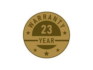 23 years warranty golden badges isolated on white background. Warranty label