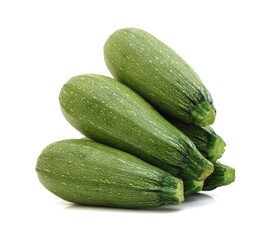 Stack fresh green zucchini isolated on white background 