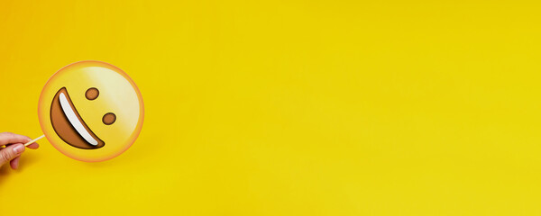Emotion stickers mood isolated on bright vivid sine vibrant yellow color background. Emoji Party Holiday Attributes for a photo shoot