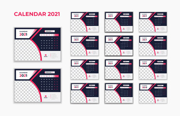 Calendar 2021 wall and desk colorful print ready template design