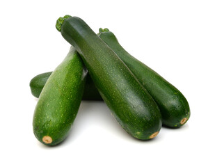 Stack fresh green zucchini isolated on white background 