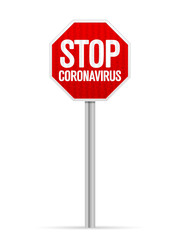 Road sign stop coronavirus