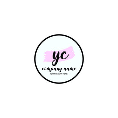 YC Initial handwriting logo template vector