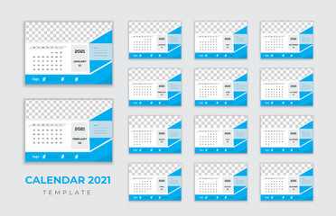 Calendar 2021 wall and desk colorful print ready template design