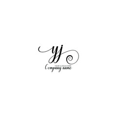 YJ Initial handwriting logo template vector